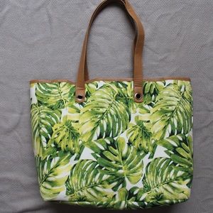 Monstera leaf print tote bag